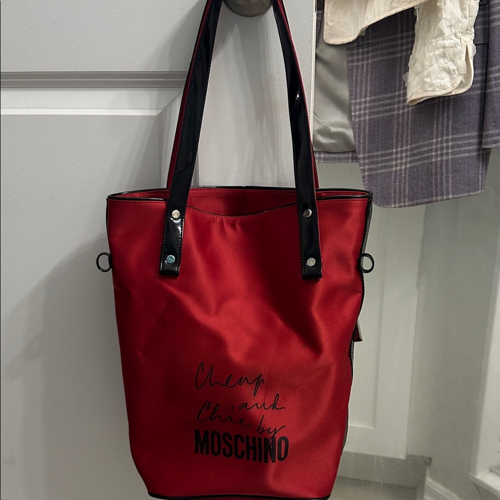 Moschino Chic Red and Black Tote Bag